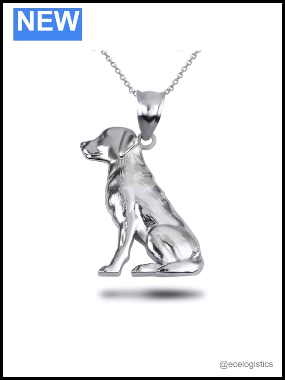 .925 Sterling Silver Labrador Retriever Dog Pendant Necklace